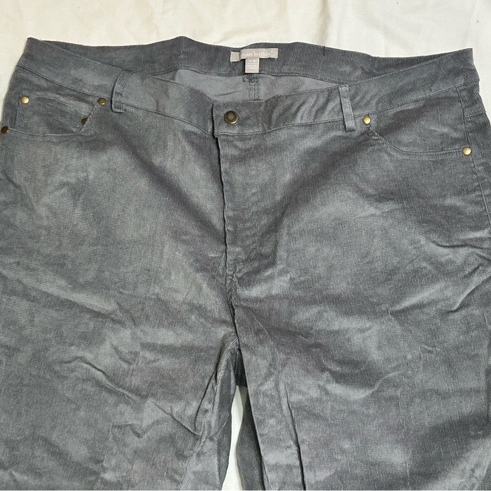 Woman Within 5 Pocket Corduroy Gray Straight Leg Pants/Jeans Size 24W Petite NWT